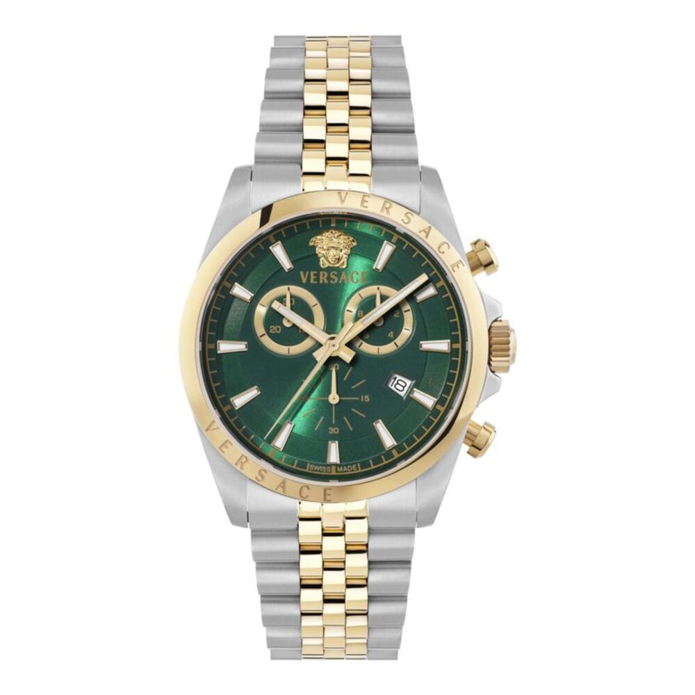 Versace Anteo Chrono Bracelet Watch Two Tone Mens